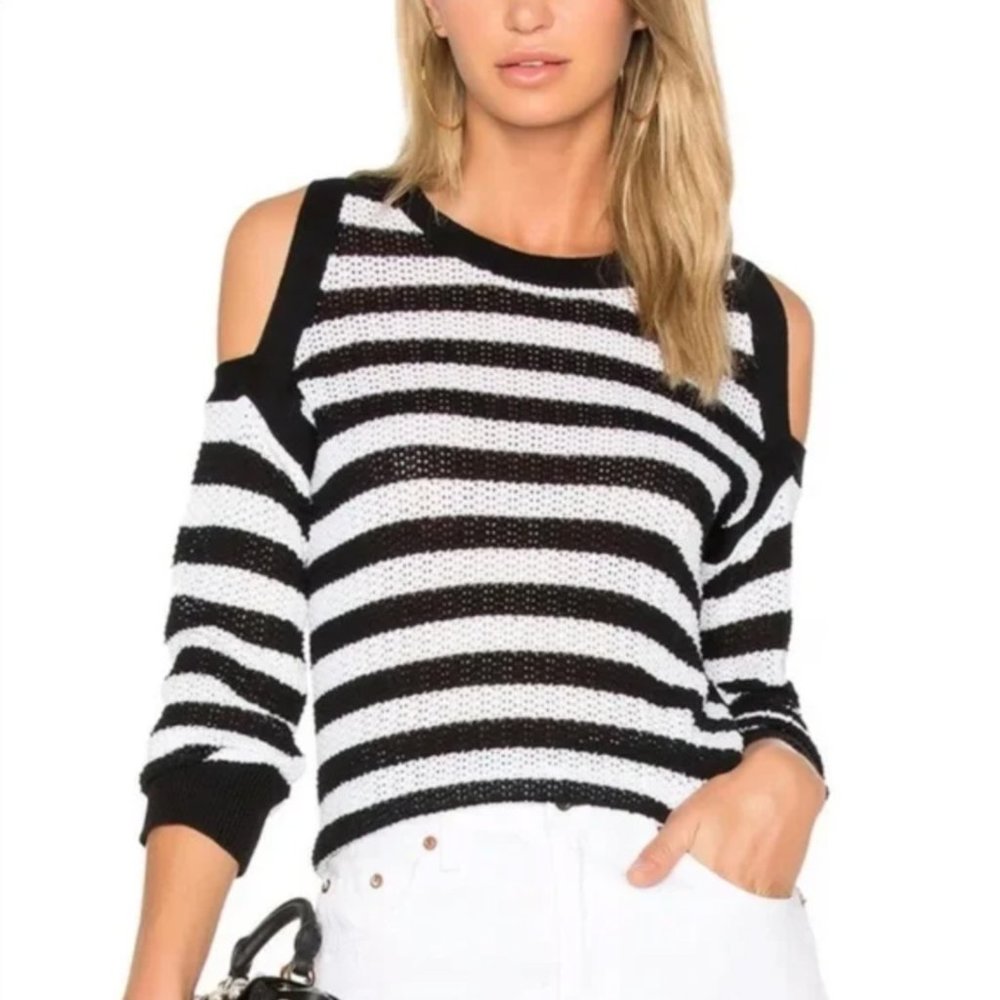 Rag & Bone Stripe Sweater with Cold Shoulders